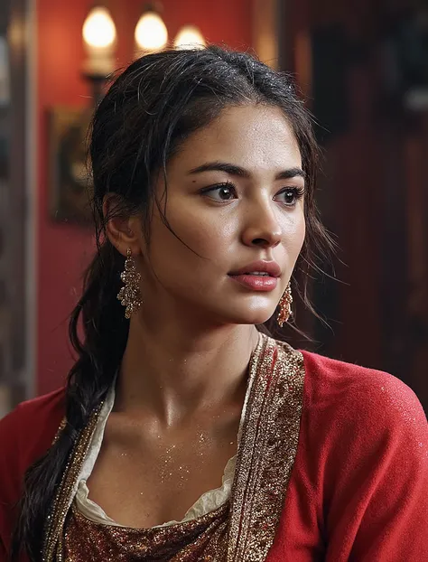 face close up of tough faced woman with visible face skin pore glowing face skin, real model, real people, real scene, real skin texture, Hyperrealistic,Photorealistic image, dynamic lighting, volumetric illumination, 4 K, awarded, real scene, , ((Beautifu...