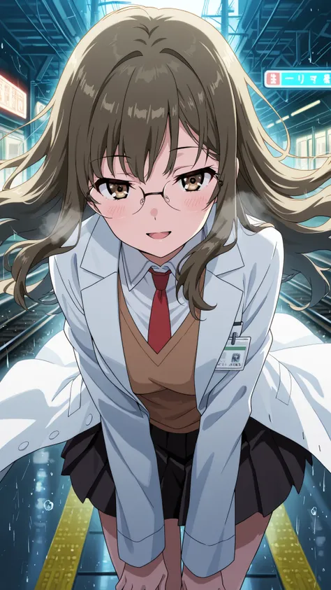 BREAK (masterpiece:1.2), best quality, high resolution, unity 8k wallpaper, (illustration:0.8), (beautiful detailed eyes:1.6),Empty neon-lit street in Tokyo,
puddles reflecting colorful signs,
soft rain falling, steam rising from vents,
distant train...