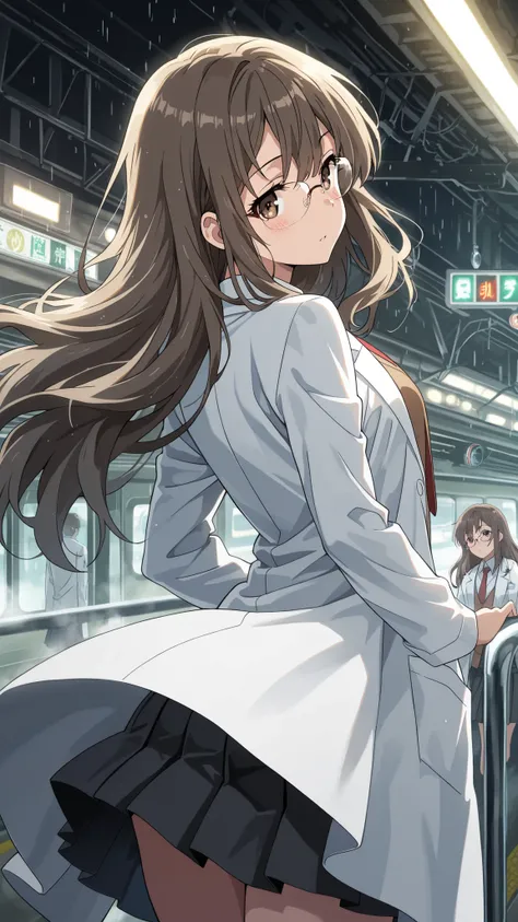 BREAK (masterpiece:1.2), best quality, high resolution, unity 8k wallpaper, (illustration:0.8), (beautiful detailed eyes:1.6),Empty neon-lit street in Tokyo,
puddles reflecting colorful signs,
soft rain falling, steam rising from vents,
distant train...