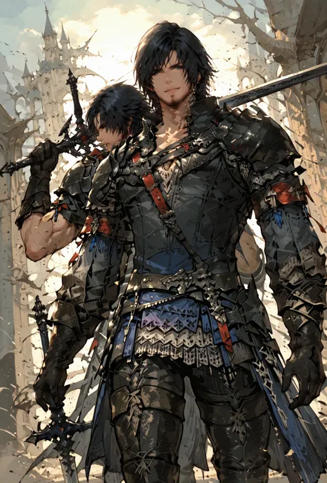 (score_9,score_8_up,score_7_up),((MAN, 1 MAN, CLIVE, FINAL FANTASY XVI, CLIVE full clothers, WITH SWORD, LIGHT MUSCLE,muscle BODY TYPE,)), ,,extremely detailed,dynamic lighting,best quality,,,best quality,high quality,, , dynamic angle, , thick thighs, mot...