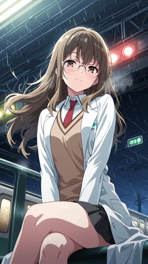 BREAK (masterpiece:1.2), best quality, high resolution, unity 8k wallpaper, (illustration:0.8), (beautiful detailed eyes:1.6),Empty neon-lit street in Tokyo,
puddles reflecting colorful signs,
soft rain falling, steam rising from vents,
distant train...