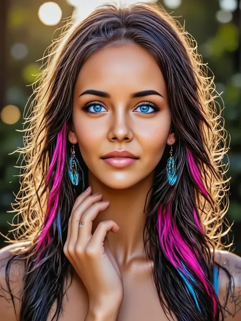 beautiful cybernetic woman, (advanced chimera:1.2), athletic build, {cyber-enhanced sports outfit|tech-infused dress|luminous bodysuit|metallic tennis wear}, flowing digital hair, gleaming eyes,cute smile,perfect synthetic skin with subtle circuits,medium ...