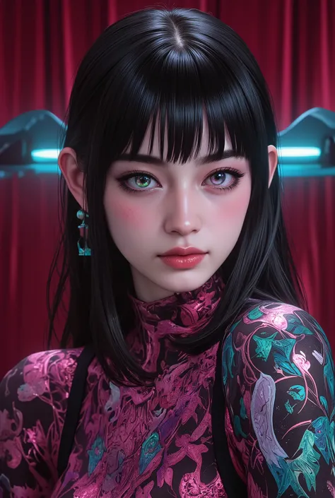 (best quality, 4k, highres, masterpiece:1.2) , ultra-detailed, (realistic, photorealistic:1.37), beautiful English demonic woman's professional photo pub, (super detailed iridescent cian eyes:1.8), Velvia, Taken at 65mm, 16 megapixel, 8k, photorealistic, A...