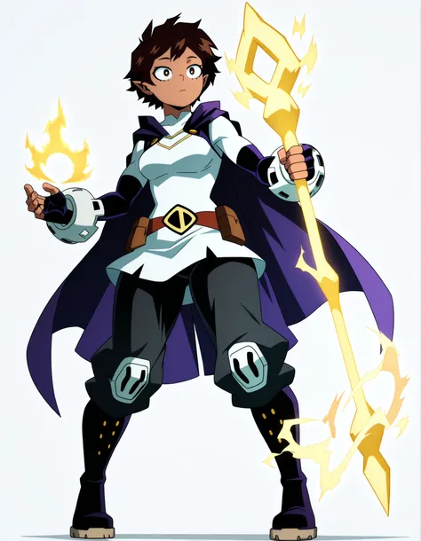 ((Highest Quality)), ((Simple Light Grey Background)), (My Hero Academia Style), standing, 1Girl, female, Breast, thighs, hips, thick shins, solo, Athletic body, (Superheroine), Magical Superheroine, Magical heroine, standing, Superheroine bodysuit, (Tacti...