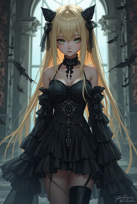 Anime goth blonde femboy