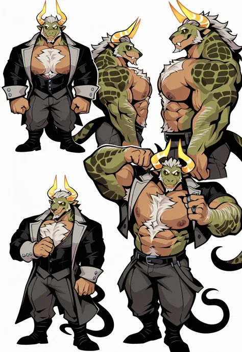 Experienced furry character reference sheet adoptable for Douglass Highcastle, masterpiece , modern day alternate universe, no background, full body, multiple views , best quality , masterpiece , masculine , character sheet , dungeon & dragons , visual nov...