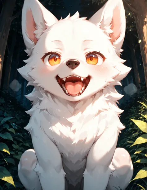 masterpiece, best quality, very aesthetic,, solo, wolf,But it's Shota,cute little white fur