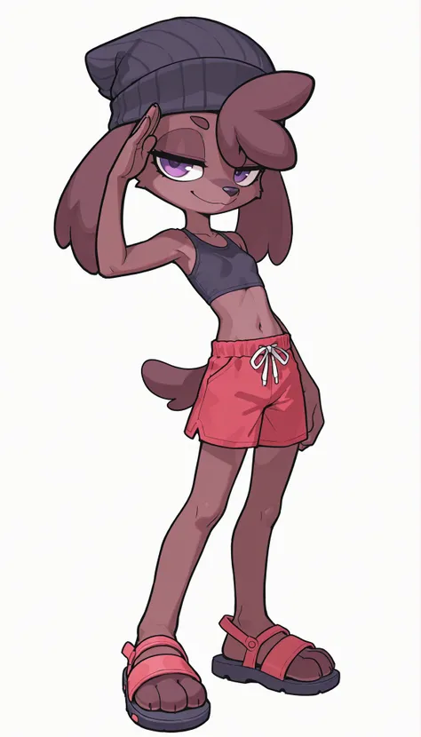 score_9, score_8_up, score_7_up, 1girl, solo, alone, masterpiece:1, best quality:1, amazing quality:1.5, very aesthetic:1.5, absurdres:1.5, newest, thick outline, black outline, Zoe, 1girl, solo, furry, furry female, purple eyes, animal ears, tail, ((beani...