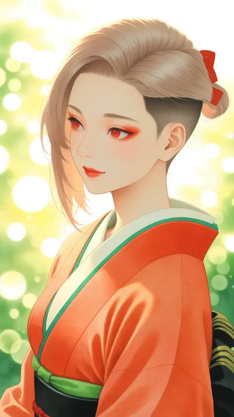 J_paint, High Quality,Women's Japanese Paintings,facial detail,Graceful Posture,calm expressions,Delicate skin,Smooth Hair,Graceful Outfit ,natural background,soft lighting,traditional Japanese painting,watercolor,4K resolution,super definition,Realistic,...