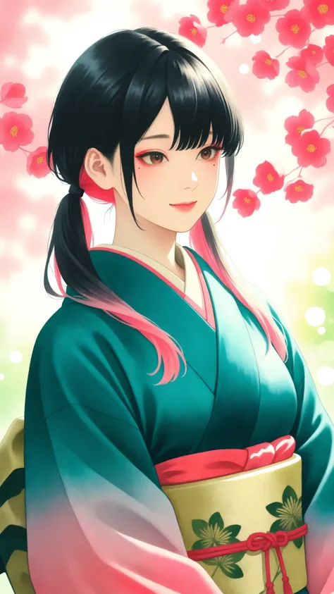 J_paint, High Quality,Women's Japanese Paintings,facial detail,Graceful Posture,calm expressions,Delicate skin,Smooth Hair,Graceful Outfit ,natural background,soft lighting,traditional Japanese painting,watercolor,4K resolution,super definition,Realistic,...