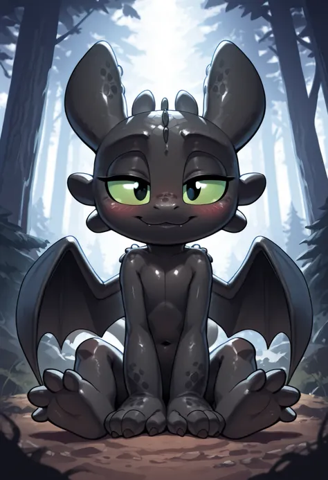 score_9, score_8_up, score_7_up, anthro, masterpiece, best quality, amazing quality, very aesthetic, absurdres, source furry, 1boy, toothless_httyd, dragon, night fury, black scales, wings, tail, claws, 1boy, solo, green sclera, black pupils, narrowed eyes...