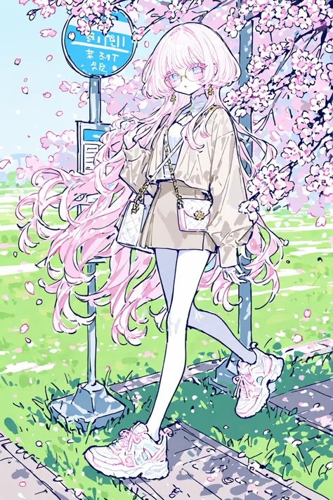 (ma1ma1helmes_b_illu,sketch,) The white-skinned Korean girl. She has white skin with pink blush. She has blue eyes, pink eyelashes and pink eyebrows. She has light Korean makeup, and her lips have pink gloss. She has straight longest ground-length bleached...