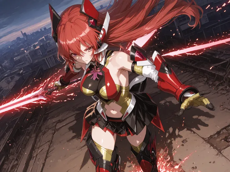 戦姫絶唱Symphogear、Symphogear、Yae Miko、Symphogearスタイル、Yae Miko、Score 9,score 8 up,score 7 or higher,score 6 up, score up 5,Score 4 up,((high quality illustration)), ((masterpiece)), ((is so delicate and beautiful)),((precise illustration)),((detail illustratio...