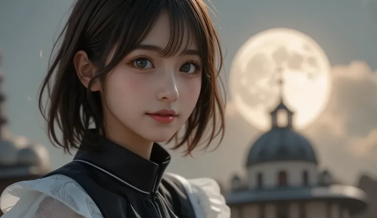 8k,super high resolution , Highest Quality, Masterpiece,rule of thirds,golden ratio,surreal,Picture, one woman,masterpiece girl,perfect anatomy,Close up,short black hair with waist,thin lips,hairstyle random, intellectual,Clear,Smile Yan,attire is random,D...