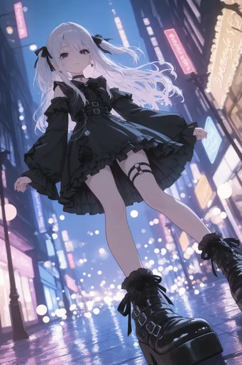 darkgothic,water color,(deformed:1.2),

Anime-style full-body fashion snap of a stylish young woman in “jirai-kei” attire on a neon-lit sidewalk at night; vivid reflections in puddles and shop glass; rule-of-thirds framing, slight low angle. Dramatic cinem...