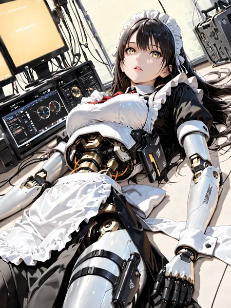 (((masterpiece))), (photo real, realism texture), (top Quality, High Quality:1.3), (top resolution, high resolution), ultra detailed, (high detailed), science fiction, beautiful robot girl, Silky smooth face, white cheek, yellow lighting eyes, realism glos...