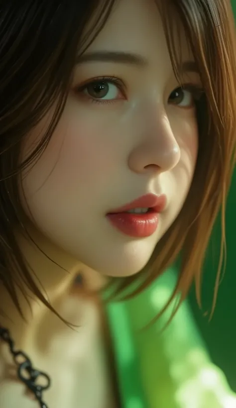 realistic ((Scrivenism)),((high resolution)),(('s super image quality, professional very detailed digital art)), ((focus on extremely realistic Proportion Body:1.3)), ((portrait)),((wear realistic green clothes、is cute、very beautiful, 1 Japanese, 0, famous...