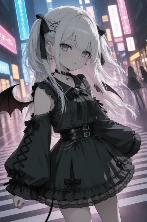 darkgothic,water color,(deformed:1.2),trk,

Anime-style “jirai-kei” young woman at a crosswalk at night; long-exposure neon light trails in the background; shallow depth of field; dramatic lighting with scattered sparkles. Pastel-and-black palette, frilled...