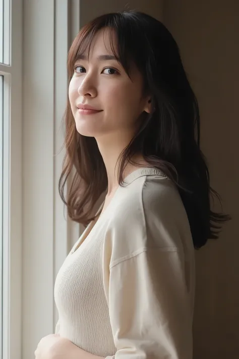 High quality photo style pregnant high school girl,Detailed Expressions and Postures,indoor scene,natural light,soft focus,fine detail,Warm Colors,Photographer style,Analog Camera Style,4K Rendering,exquisite texture,nude