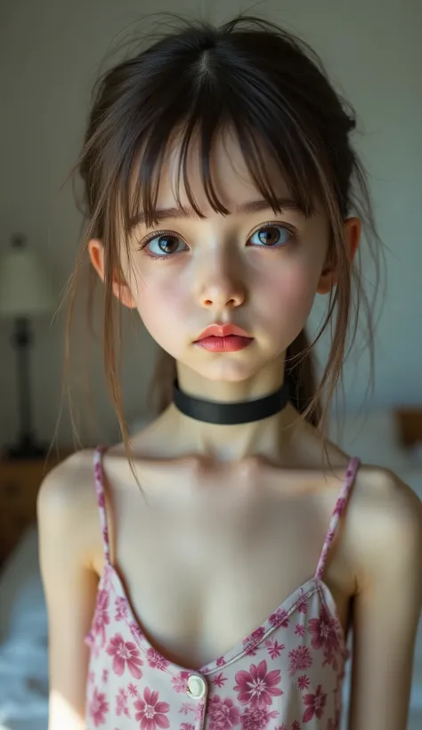 (kids' pajamas), (hyperrealism, Biologically correct images:16, innocence:9, neat and clean:9, Highest resolution, masterpiece, full body shot:16),
(super delicate bony super skinny anorexic pretty petite 13yo fairy girl:16, skinny super small babyface as...