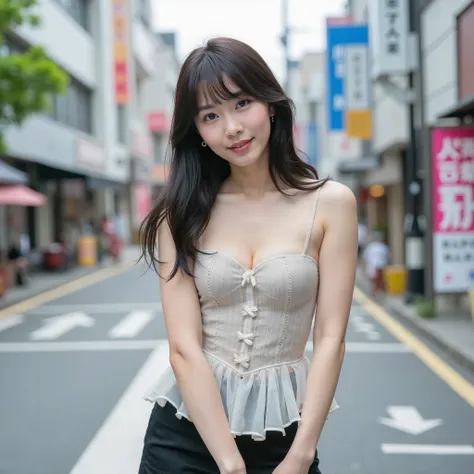 (Highest Quality, highest resolution, masterpiece:1.10), (Highly Detailed Hyperrealistic Raw Photos:1.10), ((full body wide shot:1.5)),((Realistic Street Portraits of Cute and Extremely Beautiful Famous Japanese Idols:1.10))), (Perfect Human Anatomy), cine...