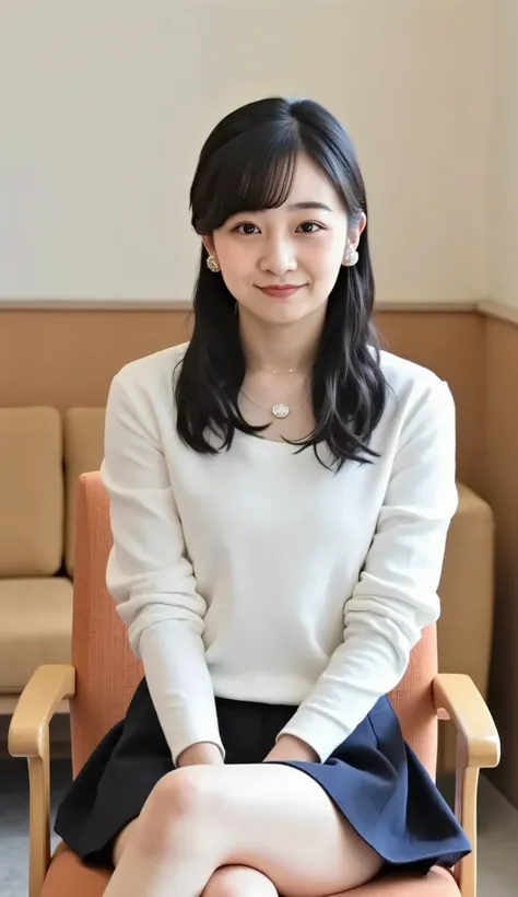 live-action、shot with a Canon EOS R5, 50mm lens, f/2.8 apertur、(masterpiece,best quality:1.4)、Highest Quality、ultra high definition、8K、school、what a high school girl looks like、uniform、Emphasize the cleavage,Seductive pose、front view、Full body photo、sittin...