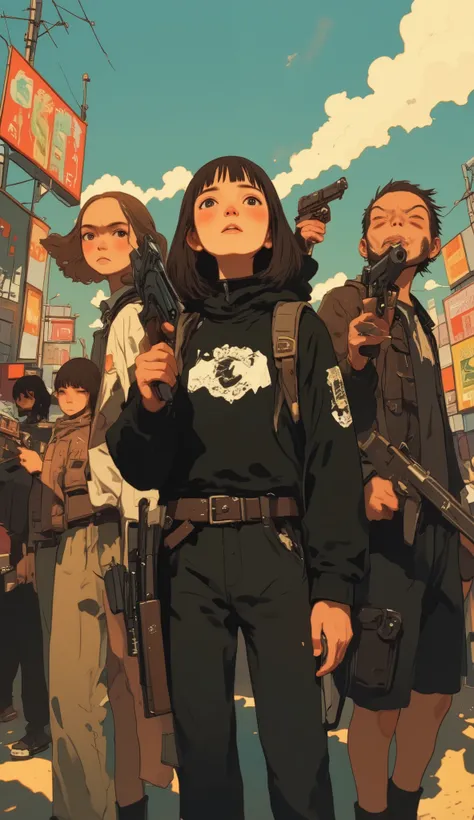 close-up of people smoking cigarettes with guns by Steven Campbell, by Josan Gonzalez, by Steven Campbell, by Dave Arredondo, Laurie Gracely's Style, Laurie Grisley and James Jean, then Martin, by justin gerard, Whitney Darrow, by Tim Biscup, people on, b...