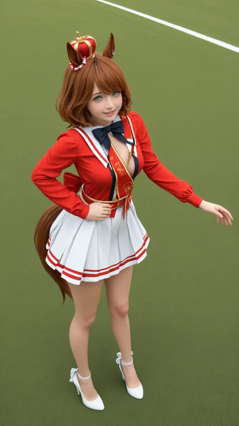 dramatic scenes , detailed skin pores , skin texture style , realistic skin , Ultra-realistic, Photorealistic, Ultra-realistic, photorealistic, dramatic scene, global illumination, 1girl, AstonMachan, green eyes, tareme, petite horse girl, horse ears, hors...