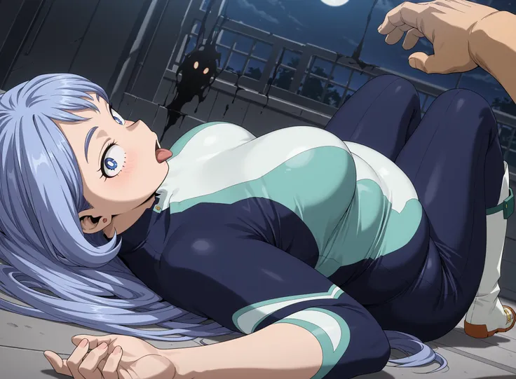 high resolution picture, masterpiece, best quality, amazing quality, official art, 1girl, hado_nejire from My Hero Academia , 1girl,nejire hadou, blue eyes, blue hair, long hair, medium breasts, source anime, anime coloring, wearing tight spo...