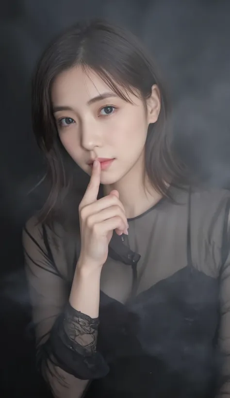 Wrapped in Mysterious Black and Gray Fog、Expressive Acrylic-Style Paintings,   Acrylic Paintings、Brings dynamic and emotional quality  . Wrapped in Grey and Mysterious Fog、Animated art depicting women in style、Fog creates dramatic and surreal effects、 Femi...