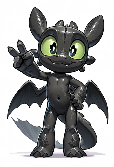 score_9, score_8_up, score_7_up, anthro, masterpiece, best quality, amazing quality, very aesthetic, absurdres, source furry, 1boy, toothless_httyd, dragon, night fury, black scales, detailed scales, wings, tail, claws, 1boy, solo, green sclera, black pupi...