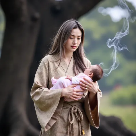 Nana,[Deity] Samshin Halmoni — Goddess of Life and Birth. A divine and matronly shaman goddess of fertility and childbirth, Samshin Halmoni is shown with long, graying hair flowing like river reeds, her body wrapped in woven hemp robes with birch bark char...