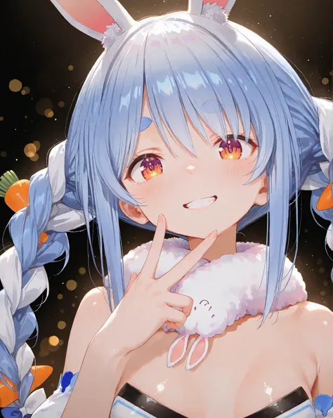 1girl, Usada_Pekora_(Hololive), High Quality, masterpiece, 4K, 8k, Hi-Res, Super Detailed, HDR, ultra high definition, Studio Lighting, Ultra Fine Painting, Extremely Detailed Explanation, PROFESSIONAL, bright colors, Bokeh, anime style,source anime ,shiny...