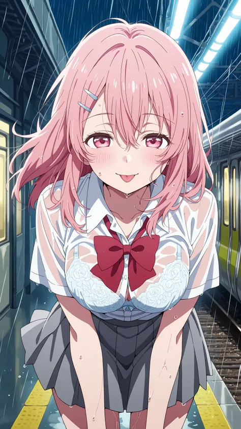 BREAK (masterpiece:1.2), best quality, high resolution, unity 8k wallpaper, (illustration:0.8), (beautiful detailed eyes:1.6),Empty neon-lit street in Tokyo,
puddles reflecting colorful signs,
soft rain falling, steam rising from vents,
distant train...