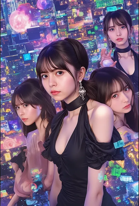 masterpiece, Highest Quality, details, sexy, 90's music scenes, Collage Poster Picture、Collage from a collection of retro game screens、