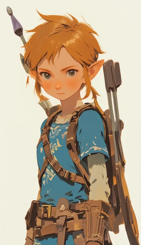 cartoon image of a young woman with a bow and arrow, Breath of the Wild art style, OTW style, OTW, zelda OTW, Link portrait, Breath of the Wild style, zelda Breath of the Wild, Link from The Legend of Zelda, video game fan art, Breath of the Wild, Zelda-in...