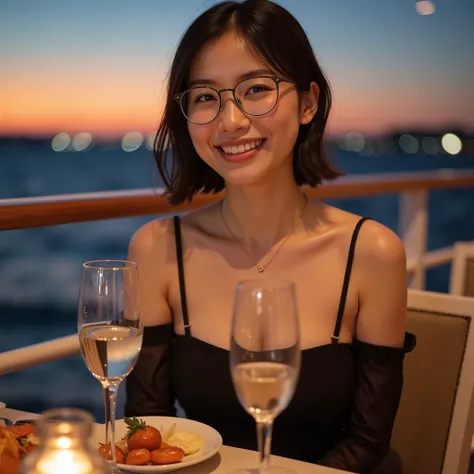 『1 Japanese girl:1.3』『raw photo:1.3』Highest Quality:1.2、((Saggy big breasts、Slender waist:999))、I can see a little cleavage、((34-year-old woman))、 No makeup『showing teeth and smiling:99』、(((anatomically correct、perfect anatomy、anatomically correct指)))、visi...