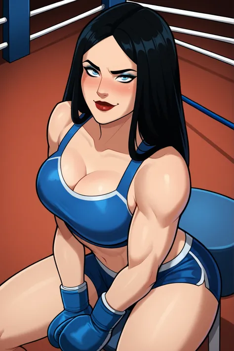  score_9, score_8_up, score_7_up, score_6_up, BREAK, solo, 1girl, wonderwoman, long hair, black hair, blue eyes, very large breasts, cleavage, curvy, athletic, smile, closed mouth bedroom eyes, seductive expression, looking at viewer, seducing viewer, teas...