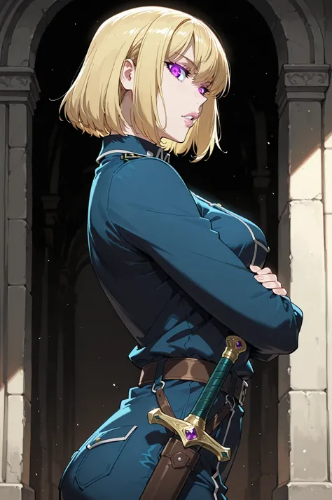 lazypos, 1girl, solo, looking at viewer, wideshot, from the side, standing, detailed eyes, looking at viewer, shadow, ligh particles, full lips, thick lips, Inspiring, arms crossed,
cha hae-in, blonde hair, medium breasts, violet eyes, short hair, glowing ...