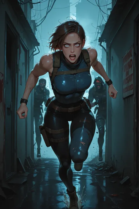 Jiil Valentine Resident Evil 3 (Scared and running), In an apocalyptic backstage filled with zombies