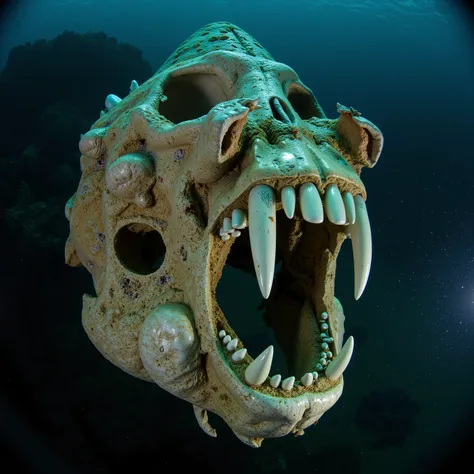 APEX PREDATOR DETAILS: Ultra-close documentation of massive marine predator skull features and battle-damaged vessel, combining all key aspects in multiple dramatic angles.

DENTAL & BATTLE STRUCTURE:
- Massive fangs showing crystallized mineralization
- D...