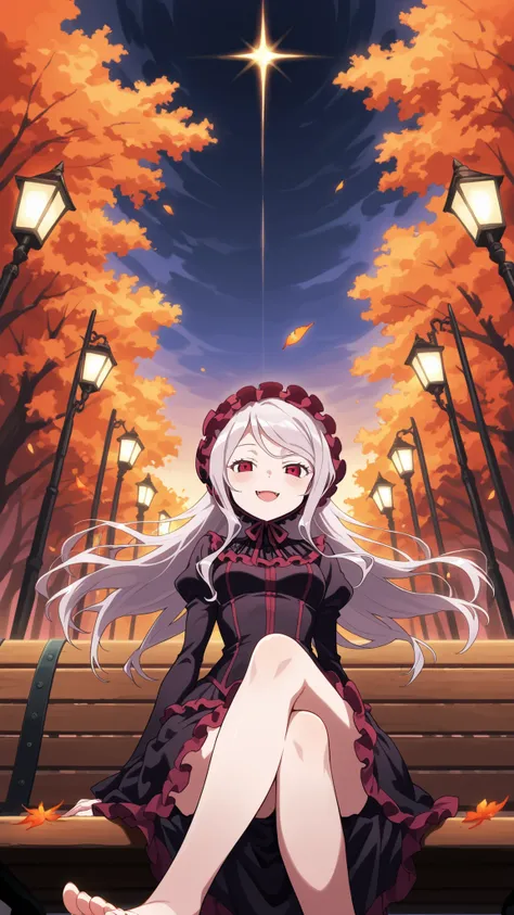 BREAK (masterpiece:1.2), best quality, high resolution, unity 8k wallpaper, (illustration:0.8), (beautiful detailed eyes:1.6),Tree-lined path covered in red and orange leaves,
dim street lamps casting warm pools of light,
gentle breeze scattering leave...