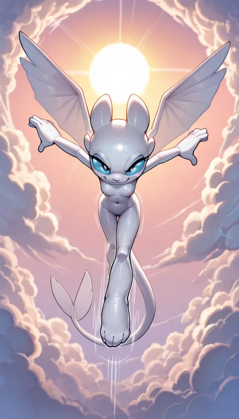 score_9, score_8_up, score_7_up, anthro, masterpiece, best quality, amazing quality, very aesthetic, absurdres, source furry, Nubless_httyd, dragon, light fury, white scales, wings, tail, claws, 1girl, solo, alone, female, blue sclera, black pupils, epic p...