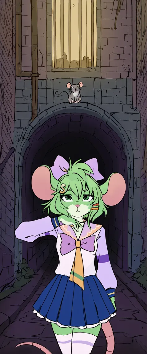 score_9, score_8_up, score_7_up, score_6_up, templeton the rat, rat, rat tail, Sssbbw obese sssbbw gluttony hungry high school rat girl kiss score_9, score_8_up, score_7_up, BREAK, 1girl, solo, 1girl, solo, ,short green hair, green eyes, purple bow headdr...