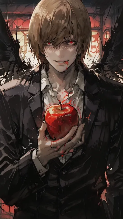 (score_9,score_8_up,score_7_up) LIGHT YAGAMI, DEATH NOTE, 1 MAN, EVIL SMILE ,), ,,extremely detailed,dynamic lighting,best quality,,,best quality,high quality,, , dynamic angle, , thick thighs, motion lines,, , solo, perfect eyes,,DETAIL,MASTERPIECE,,Expre...