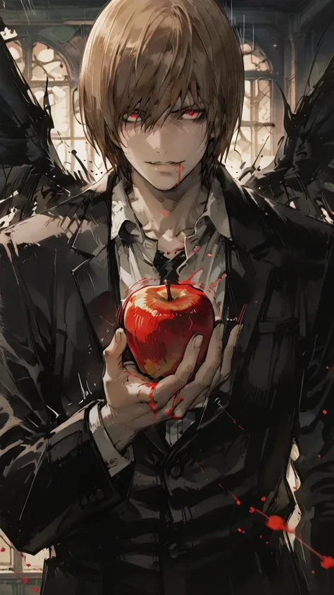 (score_9,score_8_up,score_7_up) LIGHT YAGAMI, DEATH NOTE, 1 MAN, EVIL SMILE ,), ,,extremely detailed,dynamic lighting,best quality,,,best quality,high quality,, , dynamic angle, , thick thighs, motion lines,, , solo, perfect eyes,,DETAIL,MASTERPIECE,,Expre...