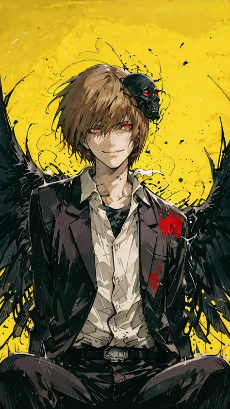 (score_9,score_8_up,score_7_up) LIGHT YAGAMI, DEATH NOTE, 1 MAN, EVIL SMILE ,), ,,extremely detailed,dynamic lighting,best quality,,,best quality,high quality,, , dynamic angle, , thick thighs, motion lines,, , solo, perfect eyes,,DETAIL,MASTERPIECE,,Expre...