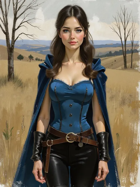 sketch painting, marinette Dopanchan, IPbN46, traditional media, christmas parody, fine art, 1940s \(style\), A very beautiful and cute 22 year old woman with a slight smile, (((western eyes, sky blue eyes:1.5))), (((thin lips, pink lips))), (((long hair, ...