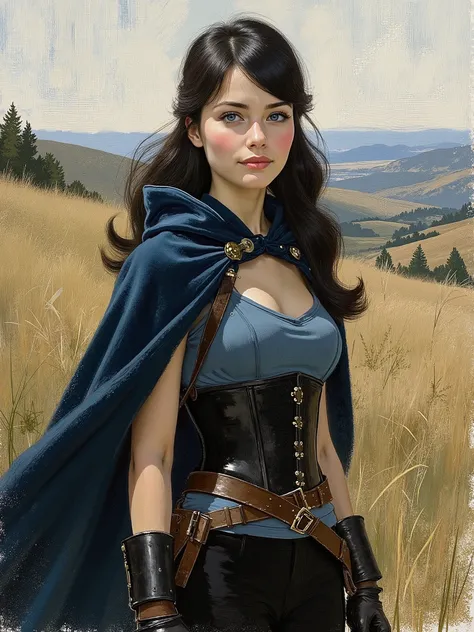 sketch painting, marinette Dopanchan, IPbN46, traditional media, christmas parody, fine art, 1940s \(style\), A very beautiful and cute 22 year old woman with a slight smile, (((western eyes, sky blue eyes:1.5))), (((thin lips, pink lips))), (((long hair, ...