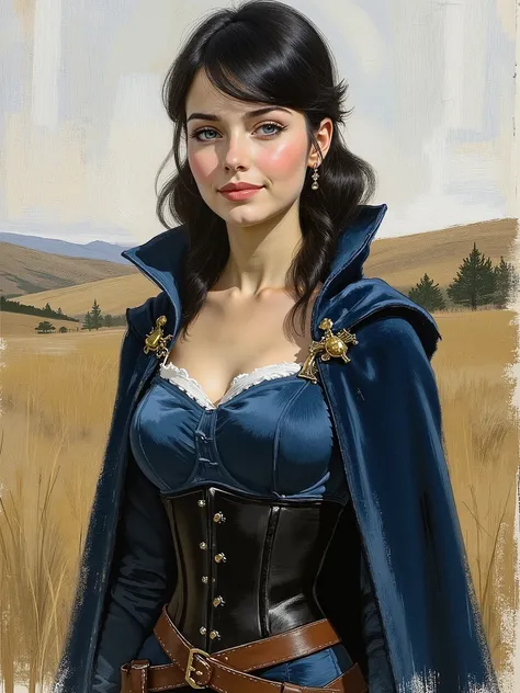 sketch painting, marinette Dopanchan, IPbN46, traditional media, christmas parody, fine art, 1940s \(style\), A very beautiful and cute 22 year old woman with a slight smile, (((western eyes, sky blue eyes:1.5))), (((thin lips, pink lips))), (((long hair, ...